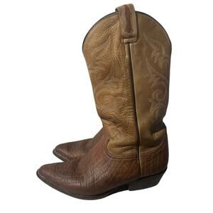 El General Mens Brown Leather Mid-Calf Pointed Toe Cowboy Western Boots Size 8.5